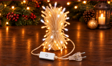 TECNOWORLD Twinklight – 10 m, 100 LED, IP20, Şeffaf Kablo, 8 animasyonlu