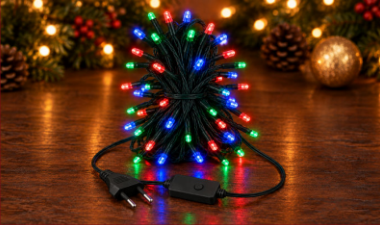 TECNOWORLD Twinklight – 10 m, 100 LED, IP20, Yeşil Kablo, 8 animasyonlu