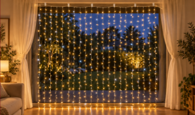 TECNOWORLD Perde LED – 2 × 2 m, 400 LED, IP44, Şeffaf Kablo, Çakarlı