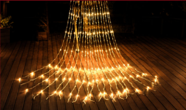 TECNOWORLD Yağmur Perde – 2 × 3 m, 512 LED, IP20, Şeffaf Kablo, 8 animasyonlu