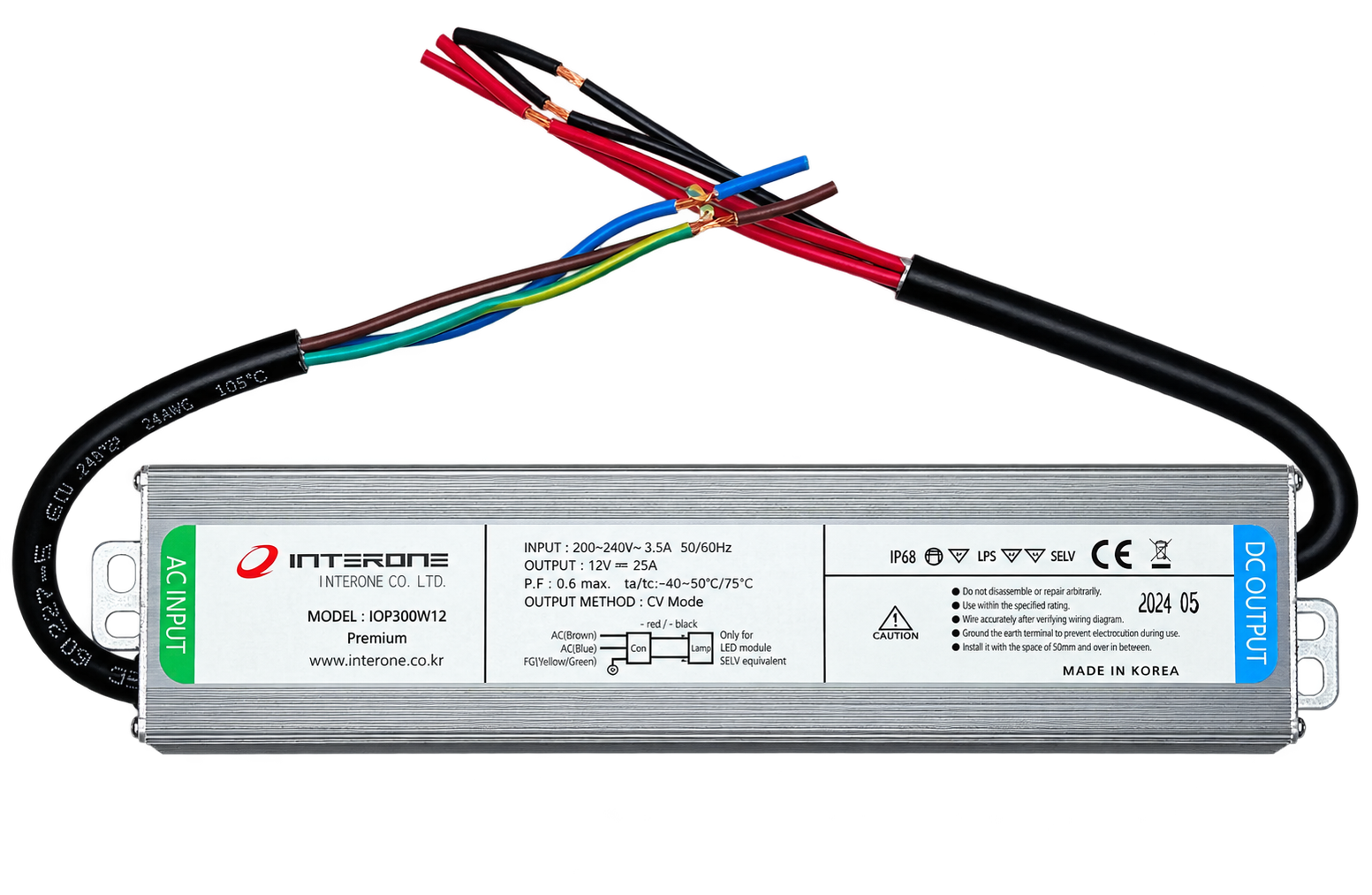 İNTERONE Dış Mekan Adaptör – 12V, 300W, 25A, IP68