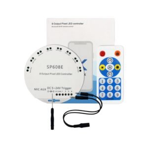SP608 5-24V MÜZİK DUYARLI RGB MAGİC PİXEL KONTROL CİHAZI 8 PORTLU 4800PİXEL